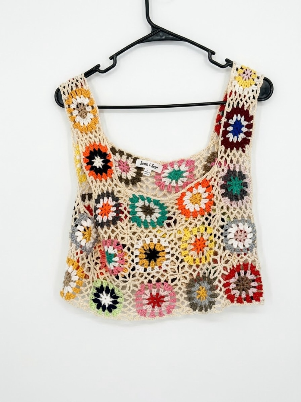 Crochet Floral Crop Tank Top